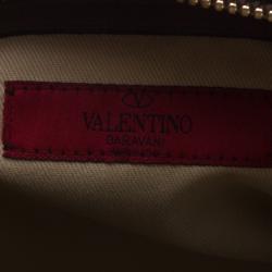 Pre Owned Valentino Beige Lace Print PVC Shoulder Bag