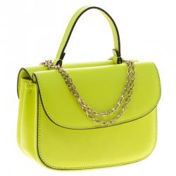 Pre Owned Valentino Neon Green Leather Crossbody Bag