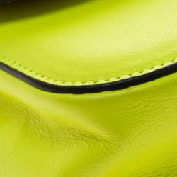 Pre Owned Valentino Neon Green Leather Crossbody Bag