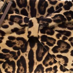 Pre Owned Valentino Leopard Print Calf Hair Bow Shoulder Bag