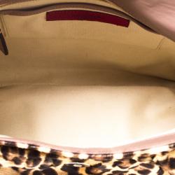 Pre Owned Valentino Leopard Print Calf Hair Bow Shoulder Bag