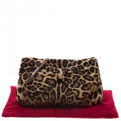 Pre Owned Valentino Leopard Print Calf Hair Bow Shoulder Bag