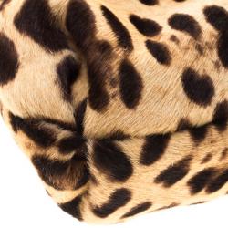 Pre Owned Valentino Leopard Print Calf Hair Bow Shoulder Bag