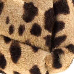 Pre Owned Valentino Leopard Print Calf Hair Bow Shoulder Bag