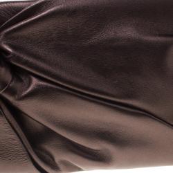 Pre Owned Valentino Bronze Leather Bow Clutch