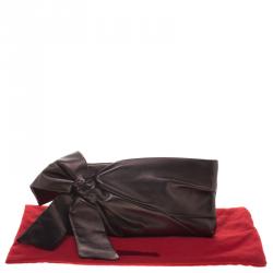 Pre Owned Valentino Bronze Leather Bow Clutch
