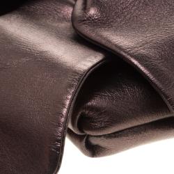 Pre Owned Valentino Bronze Leather Bow Clutch