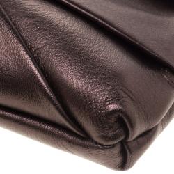 Pre Owned Valentino Bronze Leather Bow Clutch