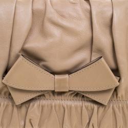 Pre Owned Valentino Beige Leather Bow Clutch