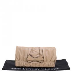 Pre Owned Valentino Beige Leather Bow Clutch