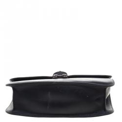 Pre Owned Valentino Black Leather Rockstud Medium Glam Lock Flap Bag