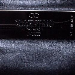 Pre Owned Valentino Black Leather Rockstud Medium Glam Lock Flap Bag