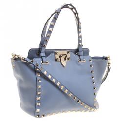 Pre Owned Valentino Light Blue Leather Rockstud Mini Tote