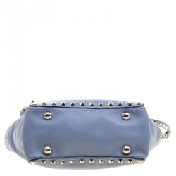 Pre Owned Valentino Light Blue Leather Rockstud Mini Tote