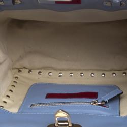 Pre Owned Valentino Light Blue Leather Rockstud Mini Tote