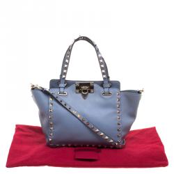 Pre Owned Valentino Light Blue Leather Rockstud Mini Tote