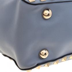 Pre Owned Valentino Light Blue Leather Rockstud Mini Tote