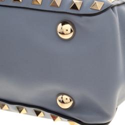Pre Owned Valentino Light Blue Leather Rockstud Mini Tote