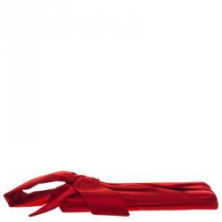 Pre Owned Valentino Red Satin Pleated Bow Clutch