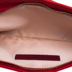 Pre Owned Valentino Red Satin Pleated Bow Clutch