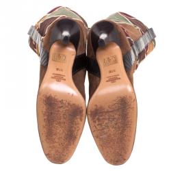 Pre Owned Valentino Multicolor Diamond Stitched Suede Knee Boots Size 37.5