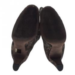 مملوكة مسبقًا حذاء بوت للركبة فالنتينو شبكة دانتيل سوداء مقاس 38