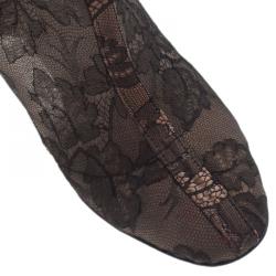 مملوكة مسبقًا حذاء بوت للركبة فالنتينو شبكة دانتيل سوداء مقاس 38