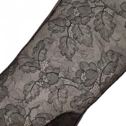 مملوكة مسبقًا حذاء بوت للركبة فالنتينو شبكة دانتيل سوداء مقاس 38