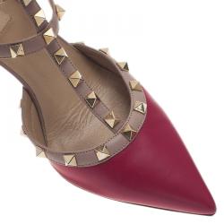 Pre Owned صندل فالنتينو سير كاحل جلد أسود وبيج مقاس 39