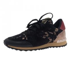 Pre Owned Valentino Black “Macramé Lace” Sneakers Size 41
