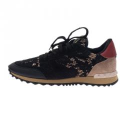 Pre Owned Valentino Black “Macramé Lace” Sneakers Size 41