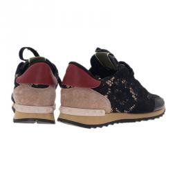 Pre Owned Valentino Black “Macramé Lace” Sneakers Size 41