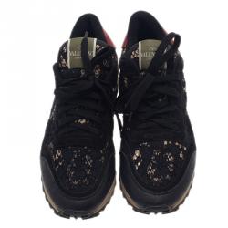 Pre Owned Valentino Black “Macramé Lace” Sneakers Size 41