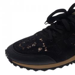 Pre Owned Valentino Black “Macramé Lace” Sneakers Size 41