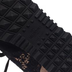 Pre Owned Valentino Black “Macramé Lace” Sneakers Size 41