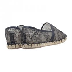 Pre Owned Valentino Black Lace and Leather Espadrilles Size 39