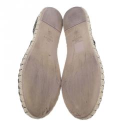 Pre Owned Valentino Black Lace and Leather Espadrilles Size 39