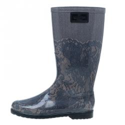 Pre Owned حذاء بوت فالينتينو أسود و دانتيل بيج للمطر مقاس 40