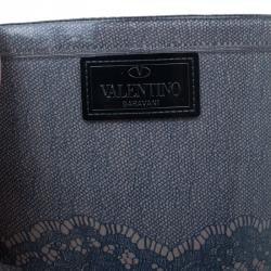 Pre Owned حذاء بوت فالينتينو أسود و دانتيل بيج للمطر مقاس 40