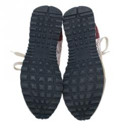 Pre Owned Valentino Beige Macramé Lace Sneakers Size 37.5