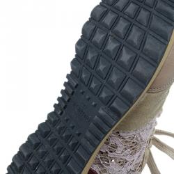 Pre Owned Valentino Beige Macramé Lace Sneakers Size 37.5