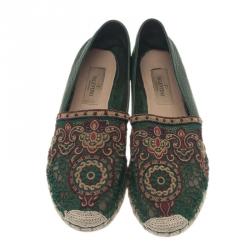 Pre Owned حذاء فالنتينو جلد إسبادريه مزخرف مقاس 38