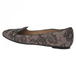 مملوكة مسبقًا Valentino Grey Lace Smoking Slippers Size 39.5