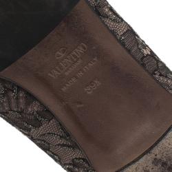 مملوكة مسبقًا Valentino Grey Lace Smoking Slippers Size 39.5