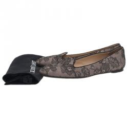 مملوكة مسبقًا Valentino Grey Lace Smoking Slippers Size 39.5