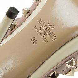 Pre Owned Valentino Ivory Leather Rockstud Sandals Size 38