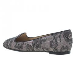Valentino Grey Lace Smoking Slippers Size 35