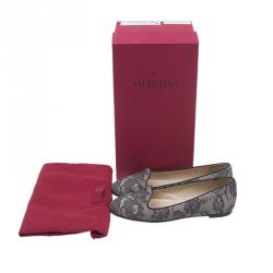 Valentino Grey Lace Smoking Slippers Size 35