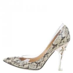 Pre Owned Valentino Two Tone Water snake and PVC Pointed Toe Pumps Size 39