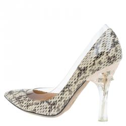 Pre Owned Valentino Two Tone Water snake and PVC Pointed Toe Pumps Size 39